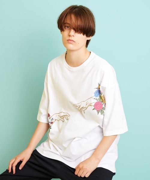 rehacer(レアセル)の「rehacer : The creation of Adam on Wide Body / ザ クリエーション オブ アダム オン ワイド ボディ(Tシャツ/カットソー・メンズ・ホワイト/ブラック・LARGE/X-LARGE/SMALL/MEDIUM)」の9枚目の写真