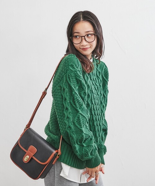 coen（コーエン）の「［洗える］ケーブル縄編みニット（ニット/セーター・レディース・ダークグリーン/ブラウン/レッド/オフホワイト・M/L）」の15枚目の写真