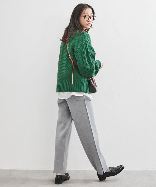 coen（コーエン）の「［洗える］ケーブル縄編みニット（ニット/セーター・レディース・ダークグリーン/ブラウン/レッド/オフホワイト・M/L）」の21枚目の写真