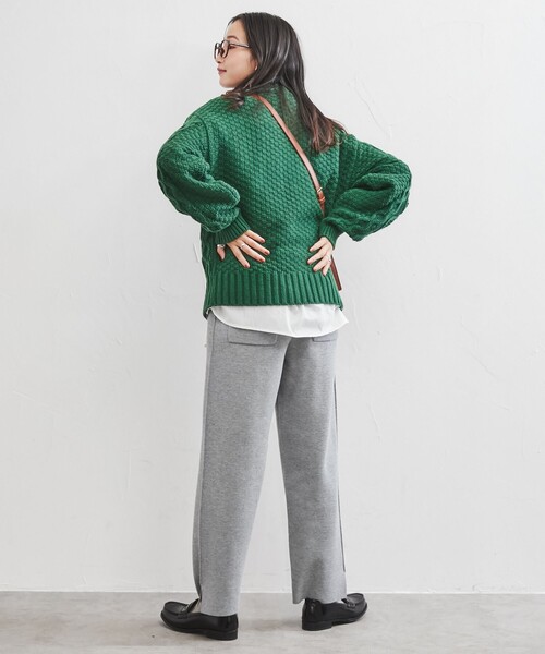 coen（コーエン）の「［洗える］ケーブル縄編みニット（ニット/セーター・レディース・ダークグリーン/ブラウン/レッド/オフホワイト・M/L）」の10枚目の写真