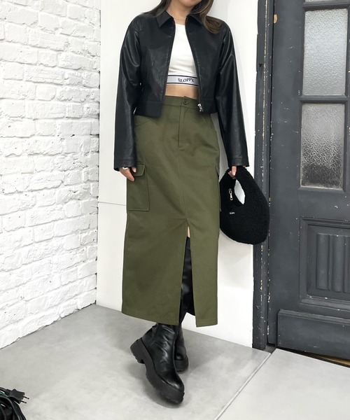 WHO'S WHO gallery(フーズフーギャラリー)の「フェイクレザーミニマルジャケット(ブルゾン・レディース・ブラック/ブラウン/アイボリー・FREE)」の10枚目の写真