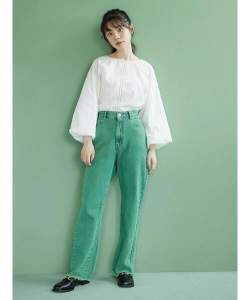 Green　Parks（グリーンパークス）の「・ELENCARE DUE バルーンスリーブブラウス（シャツ/ブラウス・レディース・ブラック/オフホワイト/オレンジ・FREE）」の7枚目の写真