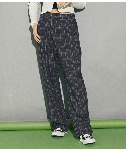 ANAP（アナップ）の「チェックタックパンツ（その他パンツ・レディース・ブラック/グレー・FREE）」の2枚目の写真