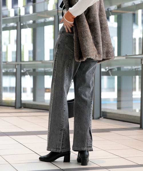 RAGEBLUE(レイジブルー)の「バックスリット/デニムパンツ(デニムパンツ・レディース・ブラック/ブルー・FREE)」の2枚目の写真