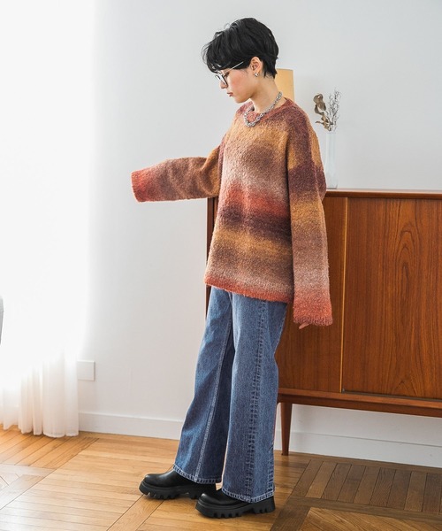 RAGEBLUE(レイジブルー)の「バックスリット/デニムパンツ(デニムパンツ・レディース・ブラック/ブルー・FREE)」の5枚目の写真