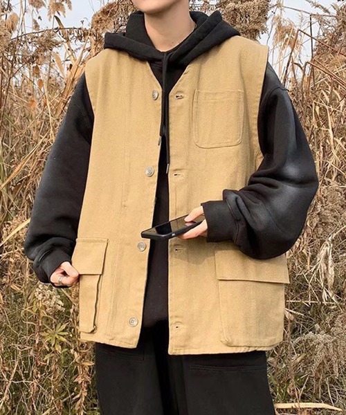 Anchor Smith(アンカー スミス)の「ルーズシルエットツイルワークベスト(ベスト・メンズ・ブラック/ベージュ・FREE)」の7枚目の写真