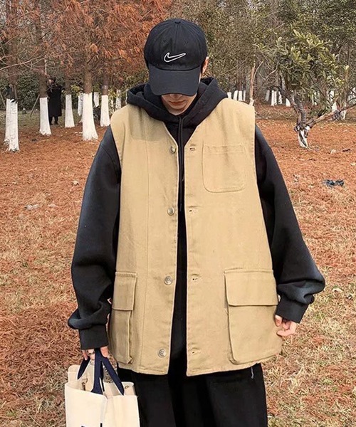 Anchor Smith(アンカー スミス)の「ルーズシルエットツイルワークベスト(ベスト・メンズ・ブラック/ベージュ・FREE)」の10枚目の写真