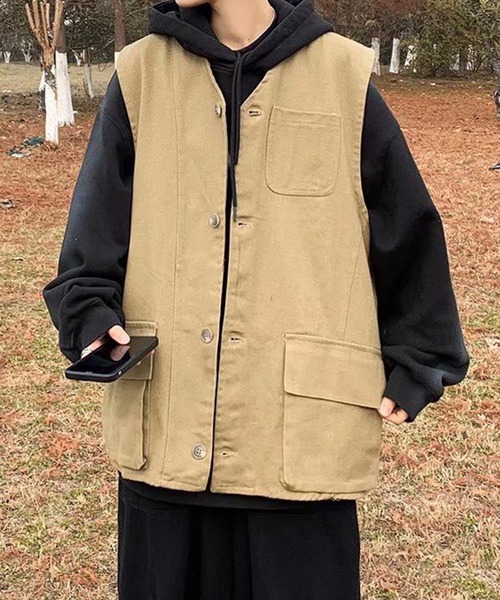 Anchor Smith(アンカー スミス)の「ルーズシルエットツイルワークベスト(ベスト・メンズ・ブラック/ベージュ・FREE)」の11枚目の写真