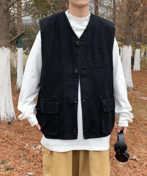 Anchor Smith(アンカー スミス)の「ルーズシルエットツイルワークベスト(ベスト・メンズ・ブラック/ベージュ・FREE)」の14枚目の写真