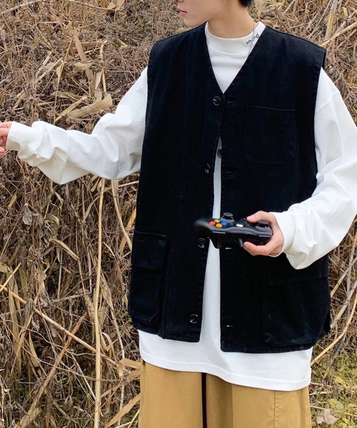 Anchor Smith(アンカー スミス)の「ルーズシルエットツイルワークベスト(ベスト・メンズ・ブラック/ベージュ・FREE)」の15枚目の写真