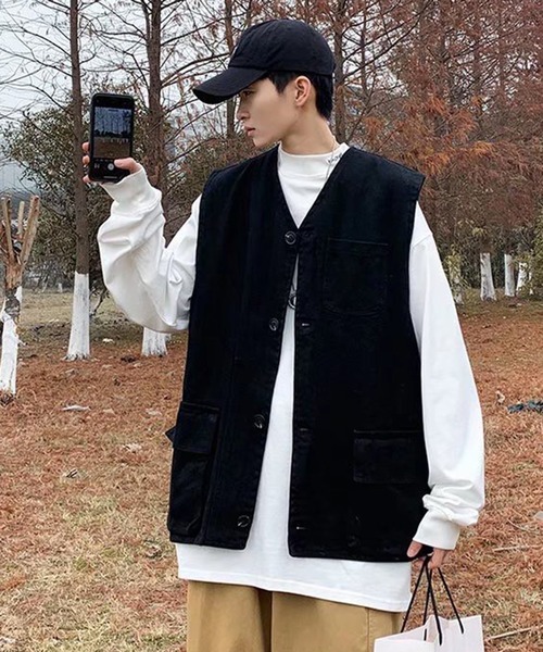 Anchor Smith(アンカー スミス)の「ルーズシルエットツイルワークベスト(ベスト・メンズ・ブラック/ベージュ・FREE)」の17枚目の写真