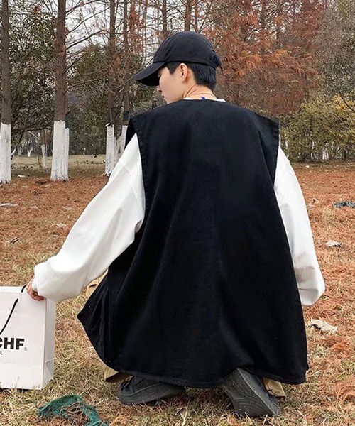 Anchor Smith(アンカー スミス)の「ルーズシルエットツイルワークベスト(ベスト・メンズ・ブラック/ベージュ・FREE)」の19枚目の写真