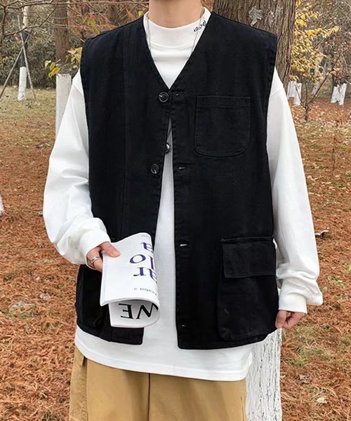 Anchor Smith(アンカー スミス)の「ルーズシルエットツイルワークベスト(ベスト・メンズ・ブラック/ベージュ・FREE)」の20枚目の写真