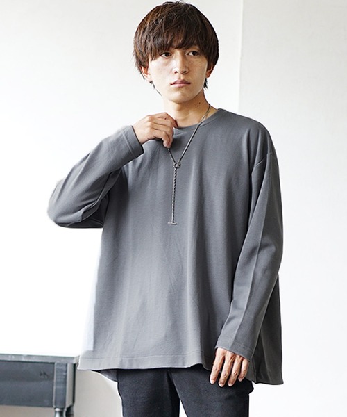 MinoriTY(マイノリティ)の「【MinoriTY】Aラインテントライクカットソー 長袖ロンT メンズ 無地 秋服(Tシャツ/カットソー・メンズ・ブラック/オフホワイト/モカ/ラベンダー/チャコール・M/L)」の11枚目の写真