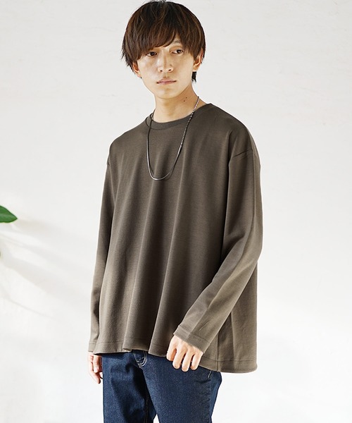 MinoriTY(マイノリティ)の「【MinoriTY】Aラインテントライクカットソー 長袖ロンT メンズ 無地 秋服(Tシャツ/カットソー・メンズ・ブラック/オフホワイト/モカ/ラベンダー/チャコール・M/L)」の13枚目の写真