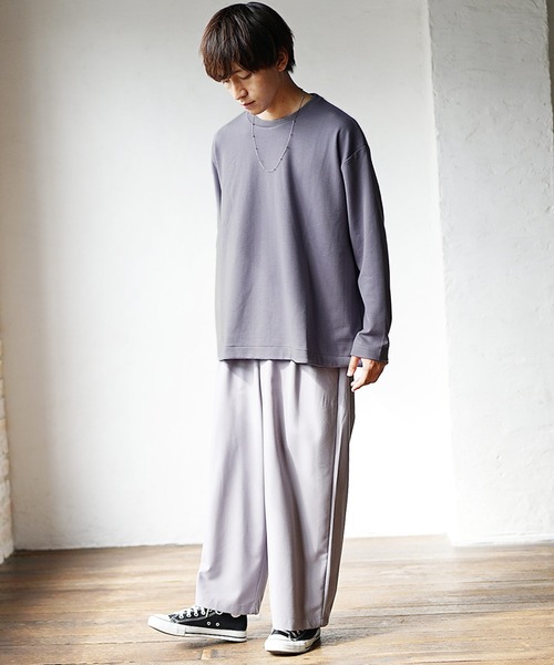 MinoriTY(マイノリティ)の「【MinoriTY】Aラインテントライクカットソー 長袖ロンT メンズ 無地 秋服(Tシャツ/カットソー・メンズ・ブラック/オフホワイト/モカ/ラベンダー/チャコール・M/L)」の17枚目の写真
