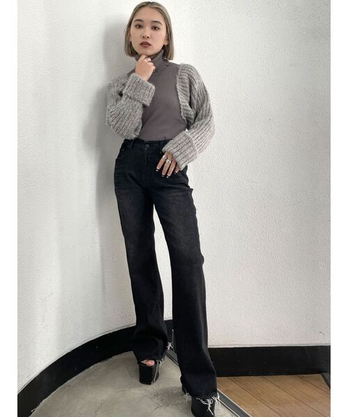 EMODA(エモダ)の「ドッキングスリーブボレロニット(ニット/セーター・レディース・アイボリー/グレー/ブラック・FREE)」の10枚目の写真