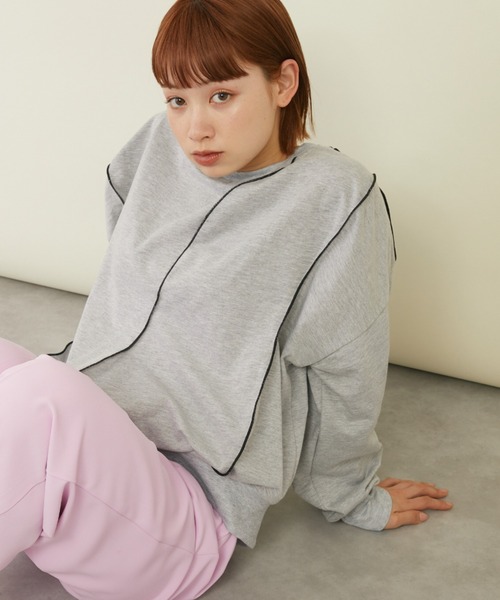 mebole(メボレ)の「アシンメトリービッグスウェット(スウェット・レディース・グレー/アイボリー/ブラック・FREE)」の8枚目の写真