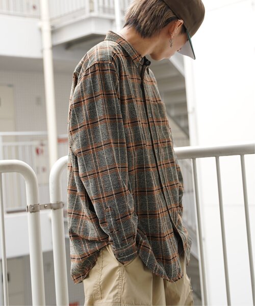 VENCEEXCHANGE（ヴァンスエクスチェンジ）の「モールツイードチェックシャツ（シャツ/ブラウス・メンズ・ブルー/グリーン/ブラック・L/M）」の3枚目の写真