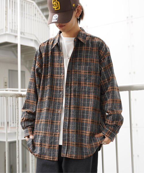 VENCEEXCHANGE（ヴァンスエクスチェンジ）の「モールツイードチェックシャツ（シャツ/ブラウス・メンズ・ブルー/グリーン/ブラック・L/M）」の2枚目の写真