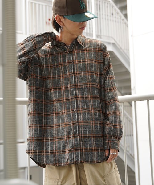 VENCEEXCHANGE（ヴァンスエクスチェンジ）の「モールツイードチェックシャツ（シャツ/ブラウス・メンズ・ブルー/グリーン/ブラック・L/M）」の13枚目の写真