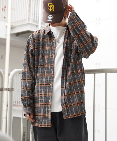 VENCEEXCHANGE（ヴァンスエクスチェンジ）の「モールツイードチェックシャツ（シャツ/ブラウス・メンズ・ブルー/グリーン/ブラック・L/M）」の9枚目の写真