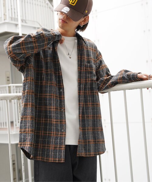 VENCEEXCHANGE（ヴァンスエクスチェンジ）の「モールツイードチェックシャツ（シャツ/ブラウス・メンズ・ブルー/グリーン/ブラック・L/M）」の8枚目の写真