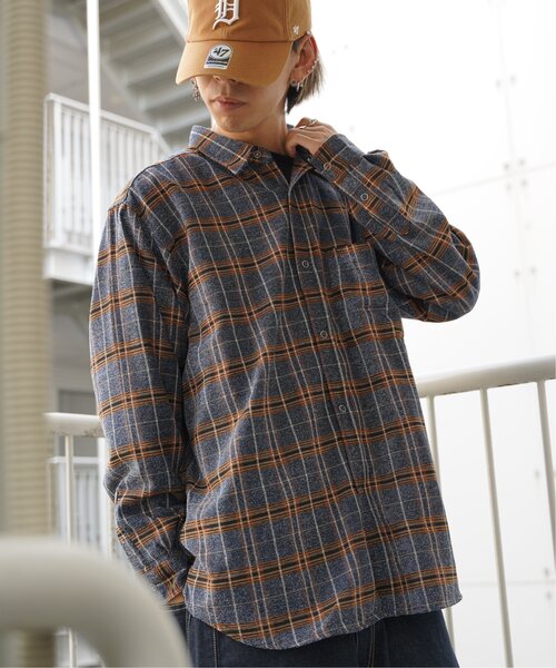 VENCEEXCHANGE（ヴァンスエクスチェンジ）の「モールツイードチェックシャツ（シャツ/ブラウス・メンズ・ブルー/グリーン/ブラック・L/M）」の5枚目の写真