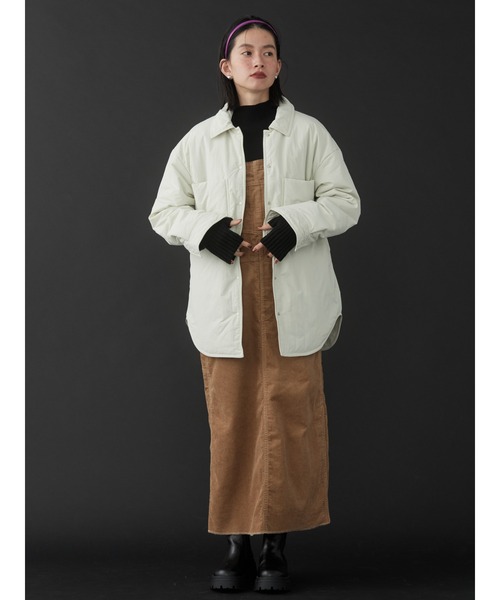 AMERICAN HOLIC(アメリカンホリック)の「あったかWポケット中綿ジャケット(ナイロンジャケット・レディース・アイボリー・M/L)」の2枚目の写真