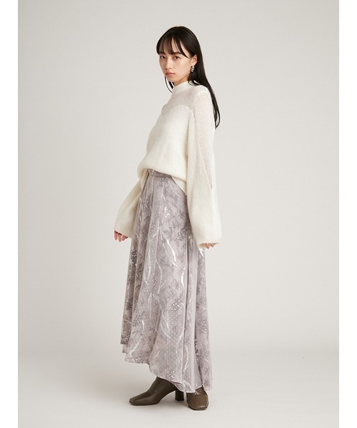 SNIDEL（スナイデル）の「シャイニーエンブロイダリースカート