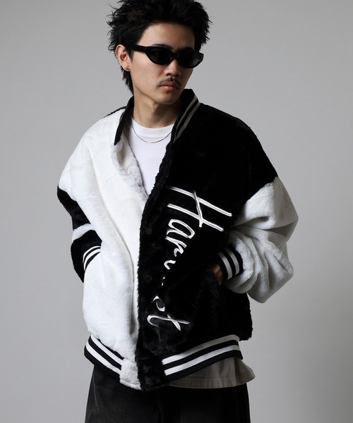 セール】RE730 エコファー配色バーシティージャケット ビッグ