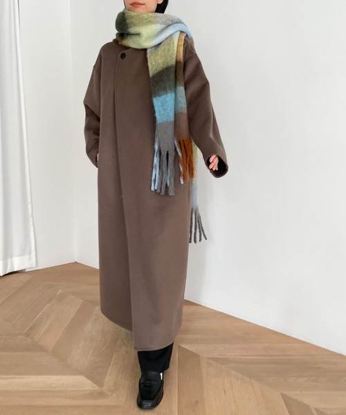 CANAL JEAN（キャナルジーン）の「El mar(エルマール) ボリュームチェックマフラー（マフラー・レディース・ブルー/グリーン系その他/キャメル/ピンク・ONE SIZE）」の7枚目の写真