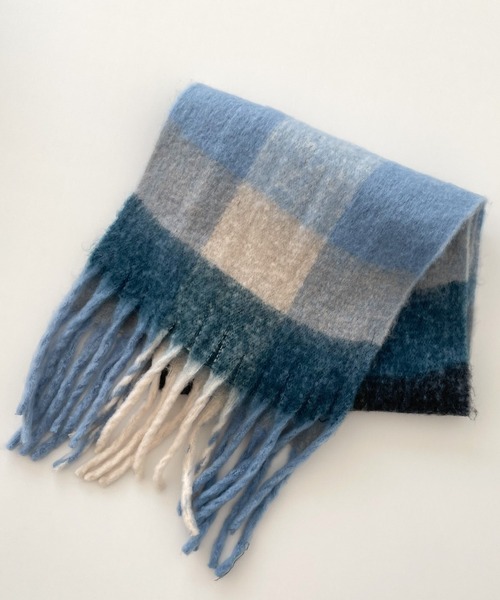 CANAL JEAN（キャナルジーン）の「El mar(エルマール) ボリュームチェックマフラー（マフラー・レディース・ブルー/グリーン系その他/キャメル/ピンク・ONE SIZE）」の9枚目の写真