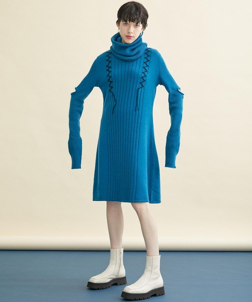 INella（イネラ）の「【INella/イネラ】ネックウォーマーニットワンピース（ワンピース・レディース・ブルー/ブラック・FREE）」の16枚目の写真