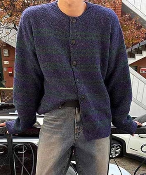 ASCLO(エジュクロ)の「ASCLO Alpaca Peter Cardigan(カーディガン/ボレロ・メンズ・パープル/チャコール・FREE)」の1枚目の写真
