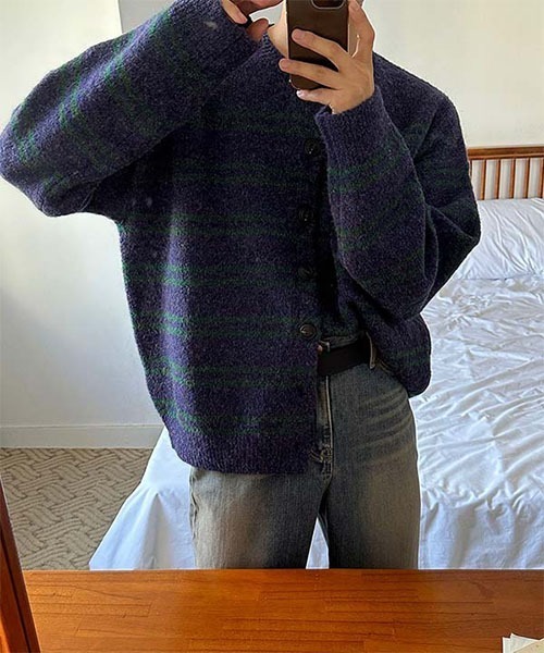 ASCLO(エジュクロ)の「ASCLO Alpaca Peter Cardigan(カーディガン/ボレロ・メンズ・パープル/チャコール・FREE)」の19枚目の写真