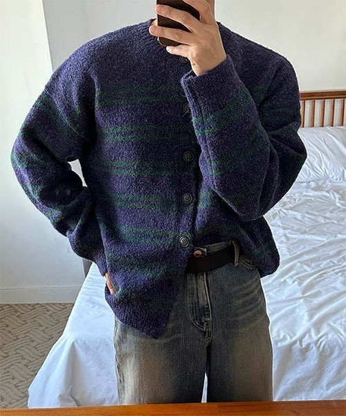 ASCLO(エジュクロ)の「ASCLO Alpaca Peter Cardigan(カーディガン/ボレロ・メンズ・パープル/チャコール・FREE)」の20枚目の写真