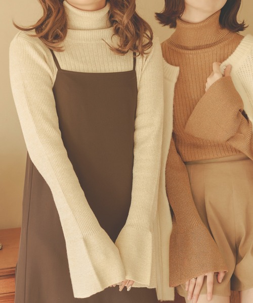 Ambre Neige(アンブルネージュ)の「ラメリブフレアハイネックトップス/【WEB/EC限定商品】(ニット/セーター・レディース・アイボリー/ダークブラウン/ライトグリーン/オレンジ・FREE)」の14枚目の写真