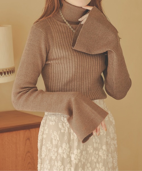 Ambre Neige(アンブルネージュ)の「ラメリブフレアハイネックトップス/【WEB/EC限定商品】(ニット/セーター・レディース・アイボリー/ダークブラウン/ライトグリーン/オレンジ・FREE)」の20枚目の写真