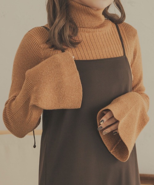 Ambre Neige(アンブルネージュ)の「ラメリブフレアハイネックトップス/【WEB/EC限定商品】(ニット/セーター・レディース・アイボリー/ダークブラウン/ライトグリーン/オレンジ・FREE)」の9枚目の写真