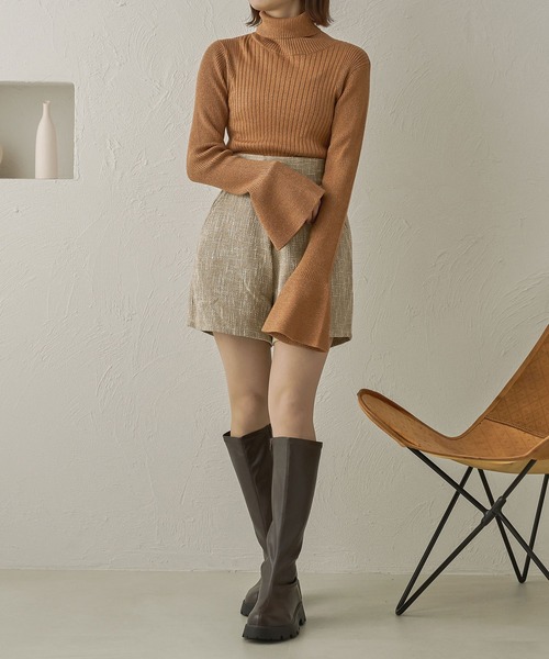 Ambre Neige(アンブルネージュ)の「ラメリブフレアハイネックトップス/【WEB/EC限定商品】(ニット/セーター・レディース・アイボリー/ダークブラウン/ライトグリーン/オレンジ・FREE)」の12枚目の写真