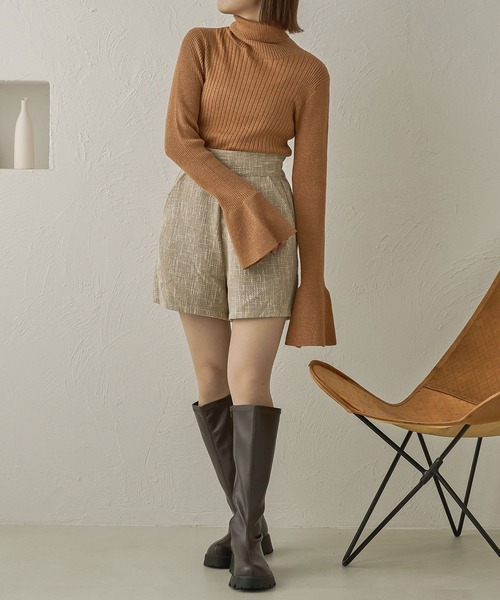 Ambre Neige(アンブルネージュ)の「ラメリブフレアハイネックトップス/【WEB/EC限定商品】(ニット/セーター・レディース・アイボリー/ダークブラウン/ライトグリーン/オレンジ・FREE)」の10枚目の写真
