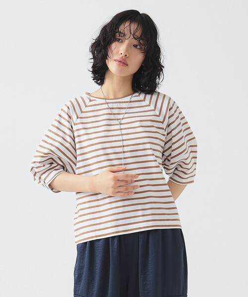 B:MING by BEAMS(ビーミングバイビームス)の「シルケット ワイドスリーブ Tシャツ(Tシャツ/カットソー・レディース・ミント/ブルー系/オレンジ/ピンク/オフホワイト/ホワイト×ブラック/ホワイト×ブルー/ブラック/その他2/その他4・FREE)」の10枚目の写真
