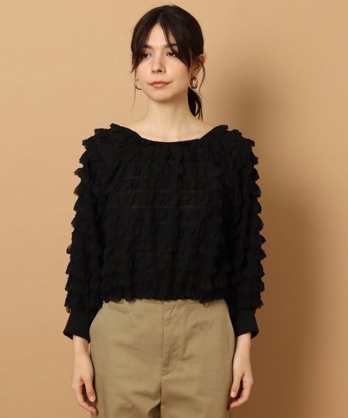 PROVOKE (プロヴォーク)の「◆Provoke(プロヴォ-ク) フリルブラウス(シャツ/ブラウス・レディース・ブラック/ベージュ・00)」の8枚目の写真