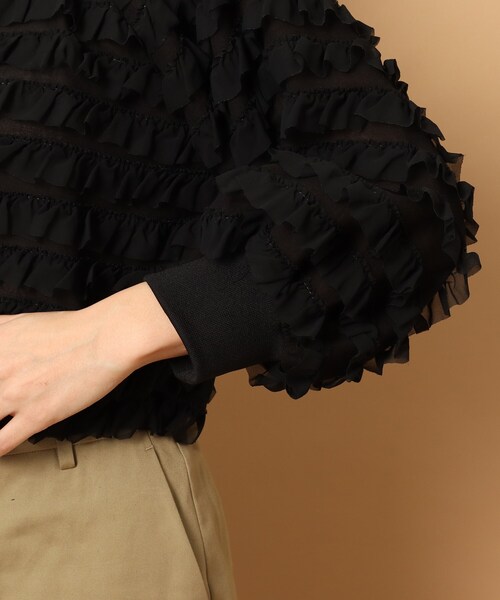 PROVOKE (プロヴォーク)の「◆Provoke(プロヴォ-ク) フリルブラウス(シャツ/ブラウス・レディース・ブラック/ベージュ・00)」の12枚目の写真