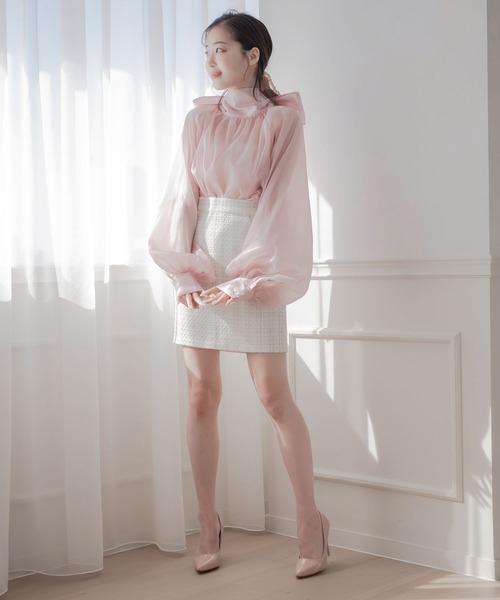 qumerry.（キュメリ）の「シャイニーシアーボリュームスリーブブラウス（シャツ/ブラウス・レディース・ベビーピンク/ホワイト/ブラック・FREE）」の21枚目の写真