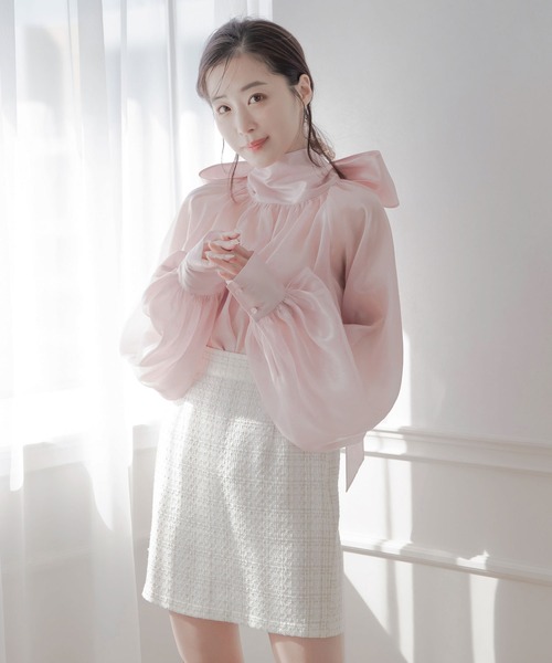 qumerry.（キュメリ）の「シャイニーシアーボリュームスリーブブラウス（シャツ/ブラウス・レディース・ベビーピンク/ホワイト/ブラック・FREE）」の14枚目の写真