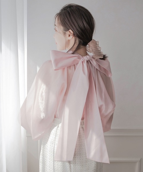 qumerry.（キュメリ）の「シャイニーシアーボリュームスリーブブラウス（シャツ/ブラウス・レディース・ベビーピンク/ホワイト/ブラック・FREE）」の17枚目の写真