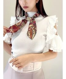 ラッフルスカーフニットトップス