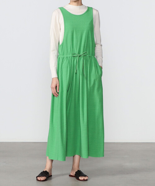 UNFIL(アンフィル)の「unfil | ローシルクジャージー ギャザーワンピース WOMEN(ワンピース・レディース・グリーン/ブラック/ベージュ・0)」の14枚目の写真